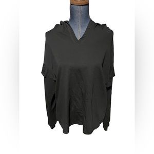 Nanette Lepore black Hooded ruffle sleeved Sweatshirt size XL EUC